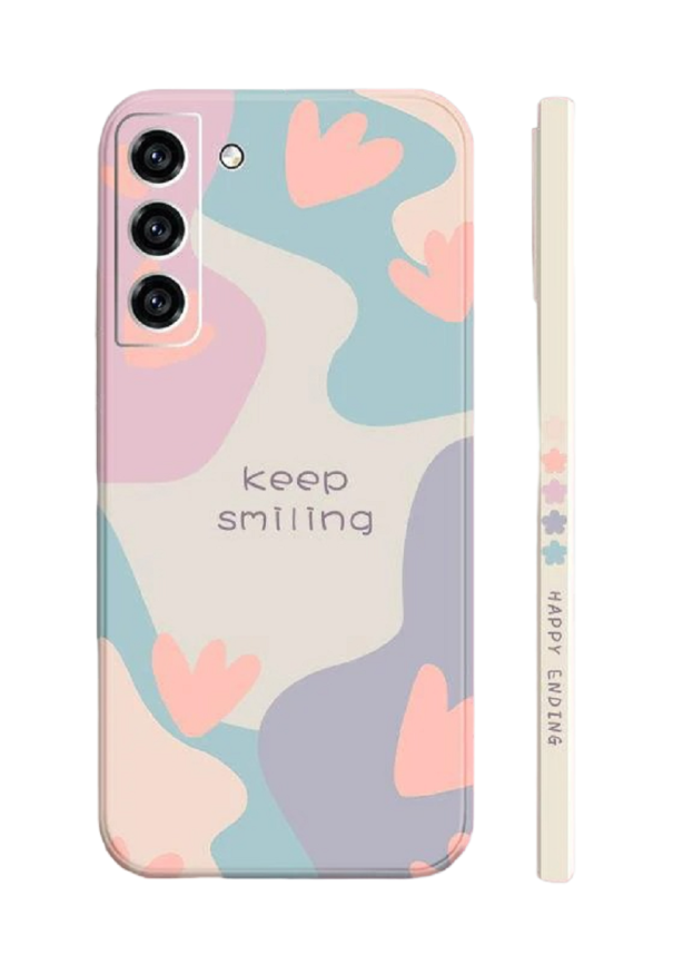 Husă din silicon cu motiv abstract și inscripția „Keep smiling” pentru Samsung Galaxy S23 Plus 1