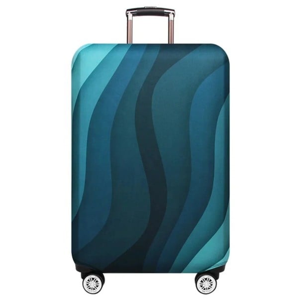 Husă elastică de protecție pentru bagaje de călătorie design elastic 80 cm țesătură elastică model bleu-verde protecție pentru bagaje în timpul 1