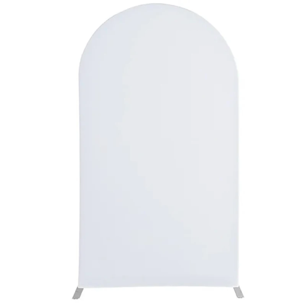 Husă elastică dublă pentru arc de nuntă 150x65 cm, fundal din spandex pentru decorarea suportului de baloane pentru nunți și petreceri de naștere alb