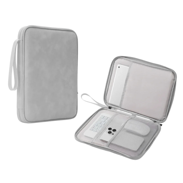 Husă impermeabilă pentru tabletă de 7,9-11 inch, husă de protecție pentru iPad, închidere cu fermoar, culori neutre, husă de călătorie cu căptușeală moale gri deschis