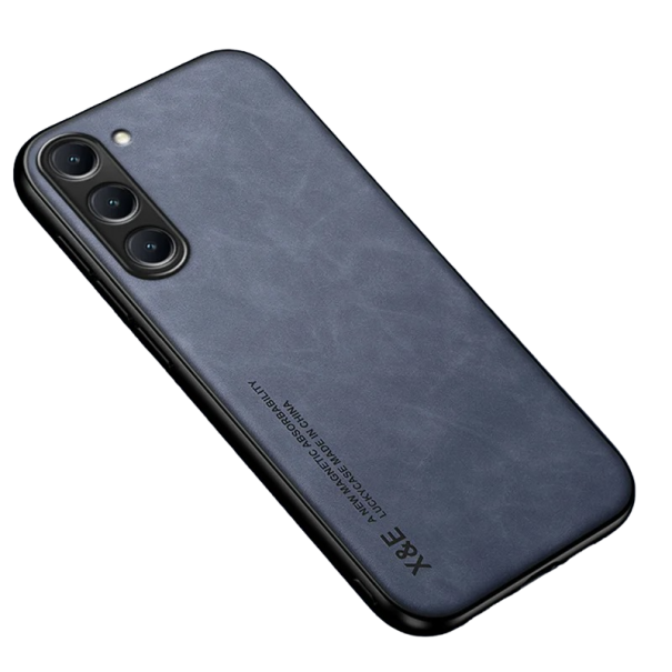 Husa magnetica din piele pentru Samsung Galaxy S22 Ultra albastru