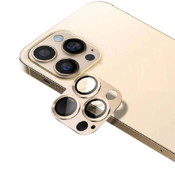 Husa metalica pentru protejarea lentilelor pentru iPhone 15 Plus aur