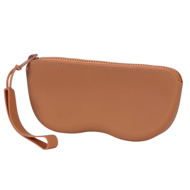 Husa moale din silicon pentru ochelari 17x8x3 cm Pungă cosmetică impermeabilă Cu fermoar pentru monede Geantă rezistentă la praf pentru femei și fete maro