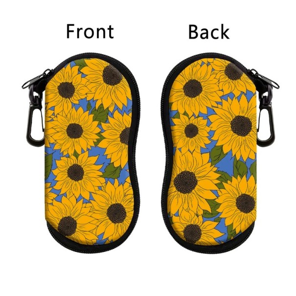 Husă pentru ochelari 17,9 x 8,5 cm Motiv cu flori de pajiște și buburuză Închidere cu fermoar Carabină pentru prindere Husă de protecție pentru ochelari galben
