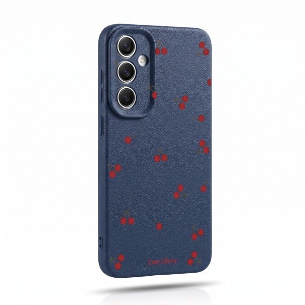 Husă pentru Samsung Galaxy S25 FE cu motiv de cireșe Capac din silicon cu protecție pentru cameră Husa de protecție pentru mobil albastru