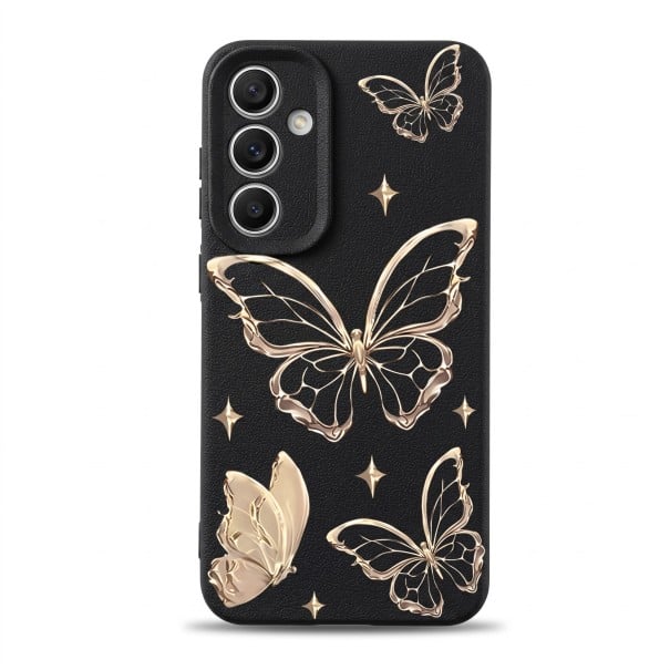 Husă pentru Samsung Galaxy S25 Ultra cu motiv de fluturi Carcasă din silicon cu protecție pentru cameră Husă de protecție pentru telefon negru