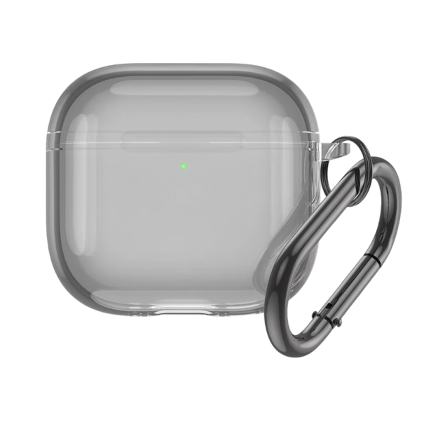 Husă transparentă din silicon pentru AirPods 4 cu carabină Protecție împotriva căderilor pentru AirPods de generația a 4-a negru