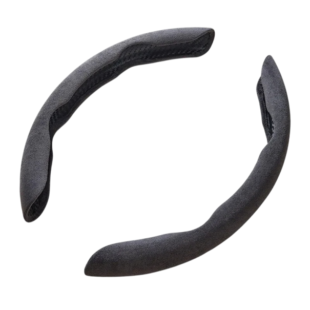 Husă volan din piele de căprioară, plush, anti-alunecare, universală, în formă de O și D, decorare interioară auto, design elegant gri