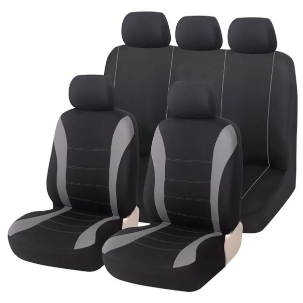 Huse scaun auto universale 5 locuri Huse auto de protecție pentru scaunele față și spate Set huse pentru tetiere Huse auto din material respirabil gri