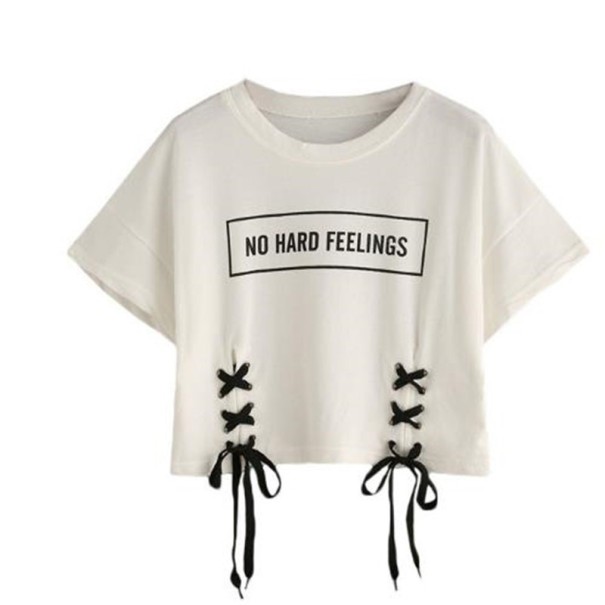 Hvid crop top med snørebånd til kvinder 1