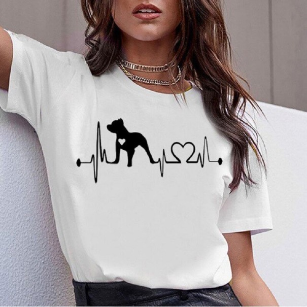 Hvid dame-T-shirt med dyremotiv XL 3