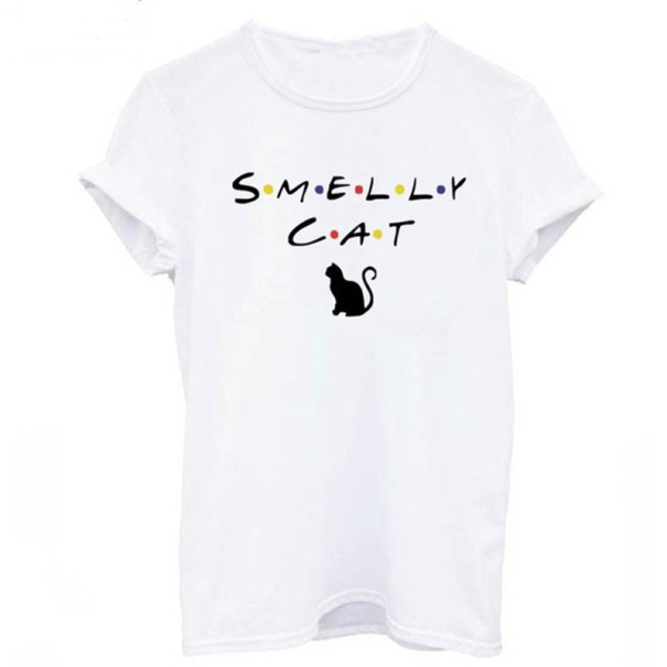 Hvid dame-T-shirt med sjovt print L