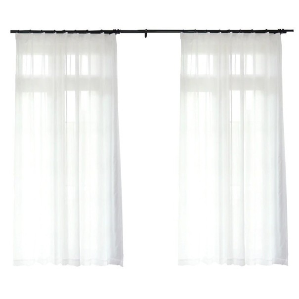 Hvidt gardin med ringe hvid 200 cm x 250 cm