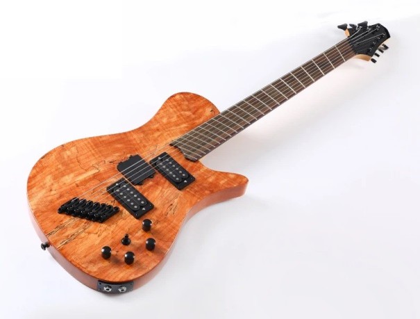 Hybrid-Multi-Saiten-Gitarre Batking Fanned Frets 7-Saiten Gitarre 3-Saiten Bass Mahagoni Spalted Ahorn Mensur 762-844 mm