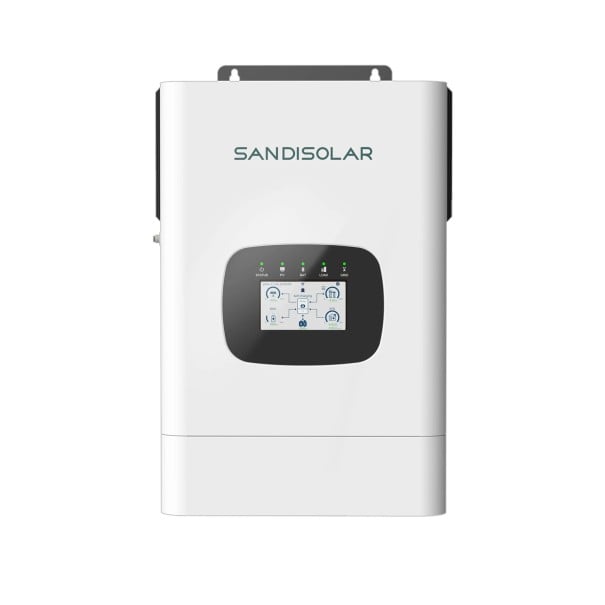 Hybridní solární měnič 6,5 kW 48 V AC 220-240 V s paralelním zapojením barevný displej a LED indikace bílý na fotovoltaiku a dům i chatu 1