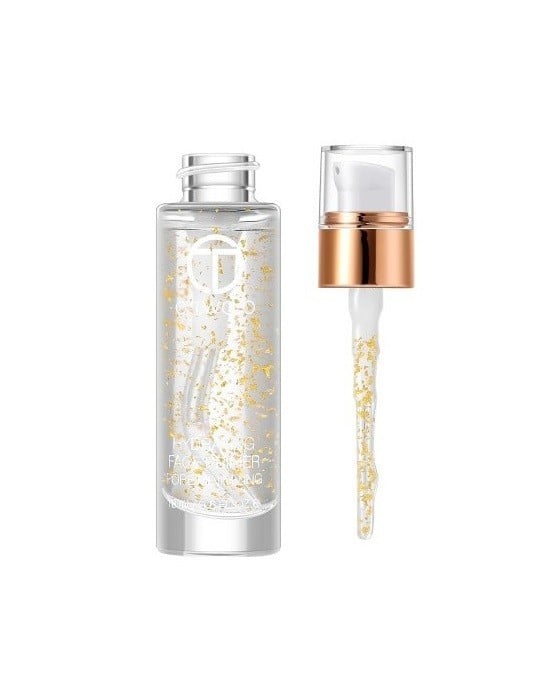 Hydratačný primer pod make-up s 24K zlatom Vyživuje a sjednocuje pleť Dlhšia výdrž make-upu Priehľadná báza so zlatými čiastočkami 18 ml 1