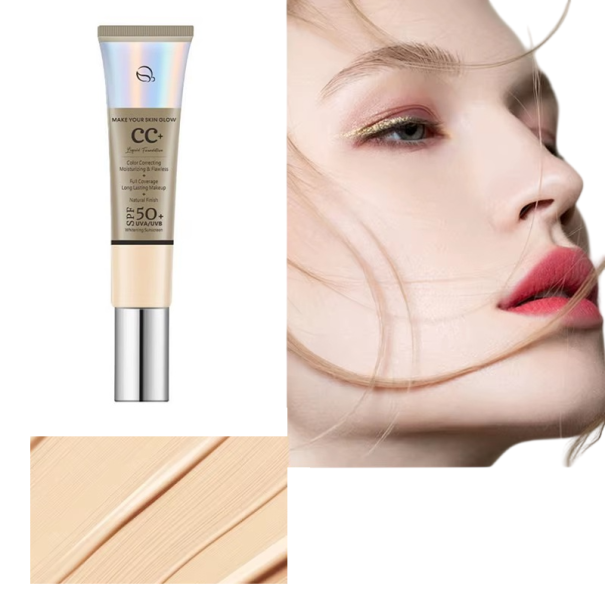 Hydratiserende CC creme makeup 30 ml SPF 50+ Vandafvisende langtidsholdbar lysnende flydende concealer Til alle hudtyper Ivory