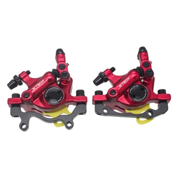 Hydraulické kotoučové brzdy MTB ZOOM HB100 set přední a zadní 140/160 mm obousměrné písty tahový mechanismus 50–75 mm pro kolo červená