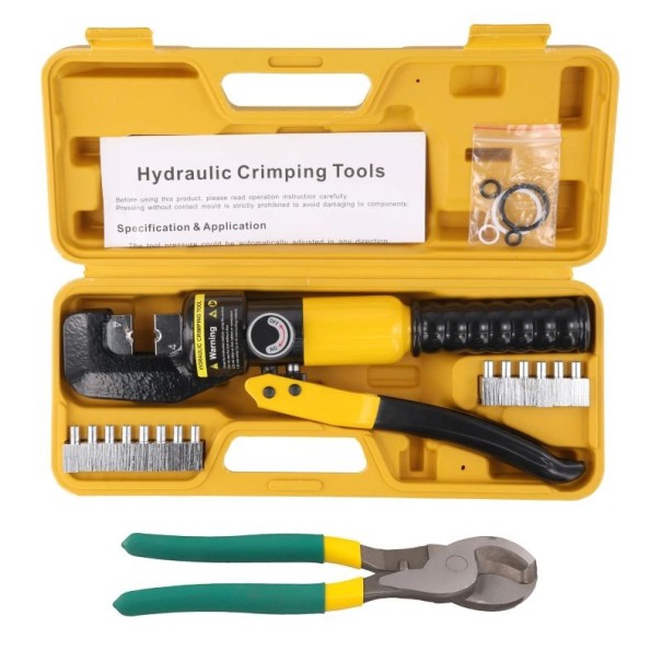 Hydraulické krimpovací kleště ruční kompresní nástroj s řezačkou kabelů hydraulický mechanismus žluto černé pro lisování spojů 1