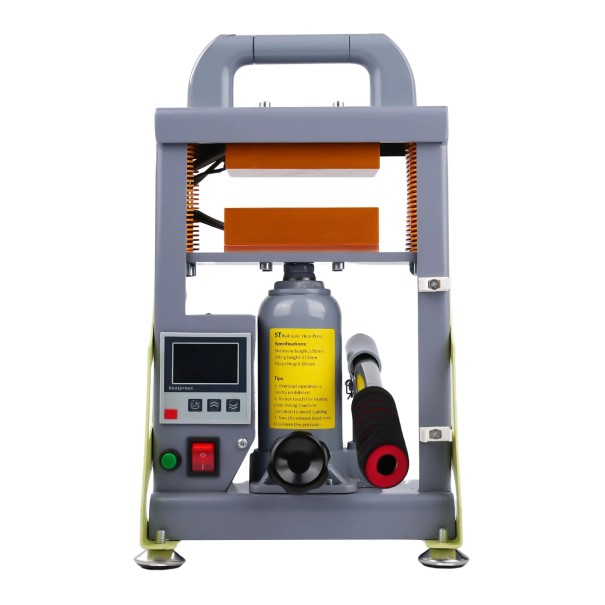 Hydraulický tepelný lis manuální Lisovací síla 5 t 600 W 49 x 30 x 24 cm Dvojitá topná deska s digitálním displejem Šedý Na potisk triček 1