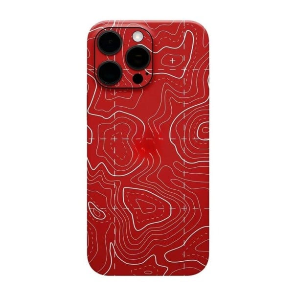 Hydrogelová ochranná folie pro iPhone 13 Mini na zadní stranu červená s motivem vrstevnicové mapy 1