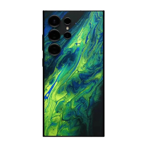 Hydrogelová ochranná fólie pro Samsung Galaxy S23 Plus na zadní stranu telefonu s mramorovaným motivem v zelené a modré barvě 1