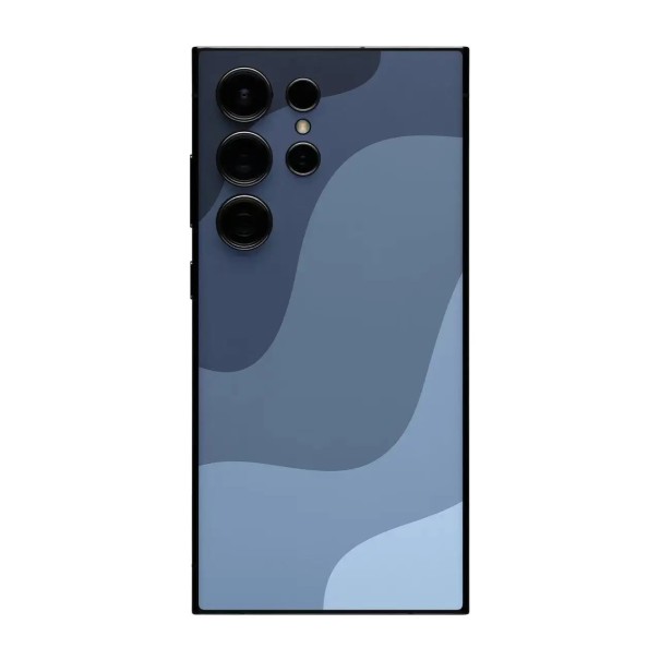 Hydrogelová ochranná fólie pro Samsung Galaxy S25 Ultra na zadní stranu telefonu s abstraktním motivem vln v odstínech modré barvy 1