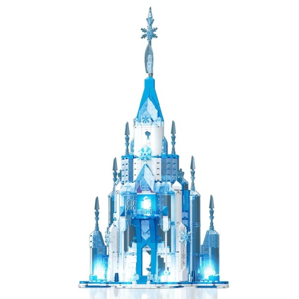 Ice Castle Building Kit 25,6 x 18 x 48 cm 732 stycken Frozen Light-Up Castle Magical Castle med LED-lampor Byggsats för barn 6+ 1