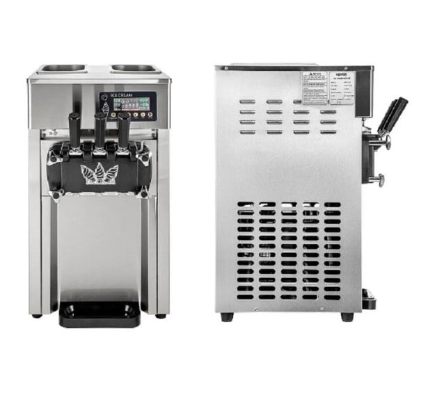 IJsbereider voor 3 smaken 1200W Tafelmachine voor softijs LCD-paneel IJsbereider 55 x 42 x 76 cm 1