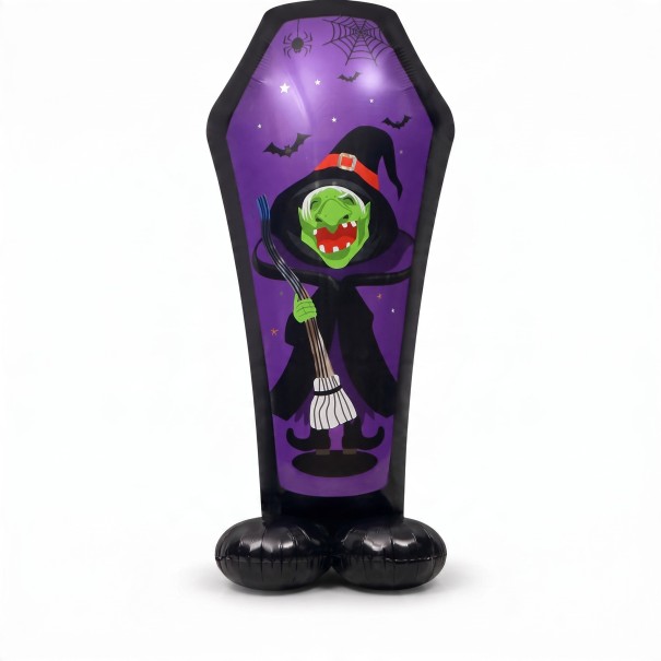Ilmapallo arkku noidalla Halloween koriste 110 x 57 cm Foliopallo Violetti ja musta Koristelu Halloweenille ja juhliin 1