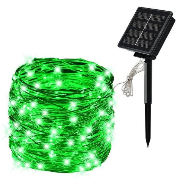 Iluminat solar 12 m 100 LED-uri verde