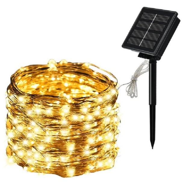 Iluminat solar 32 m 300 LED-uri alb cald