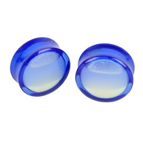 Im Dunkeln leuchtender Acrylplug blau 20 mm