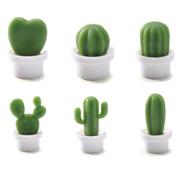 Imanes para nevera con forma de cactus, 6 unidades blanco
