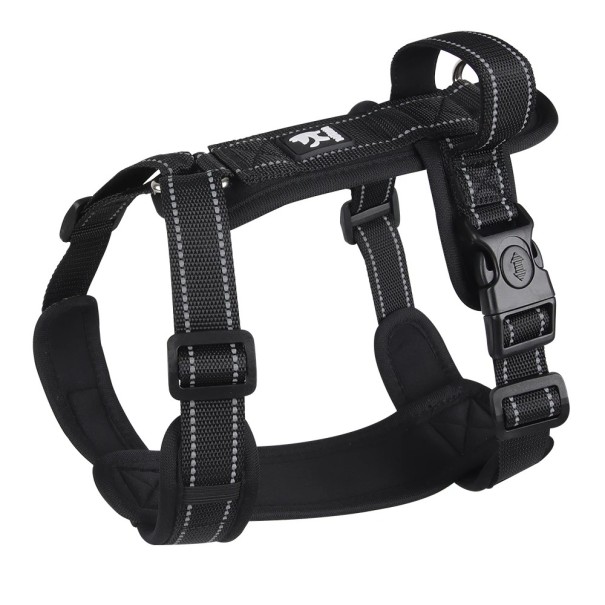 Imbracatura per cani contro la fuga Imbracatura riflettente per cani piccoli e medi Accessori per passeggiate con cani Imbracature leggere per cani con maniglia 2,5 - 5 kg nero
