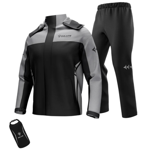 Imperméable de moto complet veste pantalon unisexe polyester TPU protection contre la pluie conduite à moto utilisation extérieure gris L