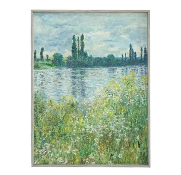 Impressão em grande formato em tela 40 x 60 cm Margens do Sena em Vétheuil Inspiração de Monet Imagem vertical de paisagem Decoração de interior 1