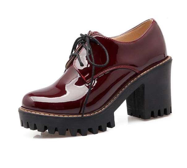 Încălțăminte cu toc înalt lucios pentru femei burgundy 43
