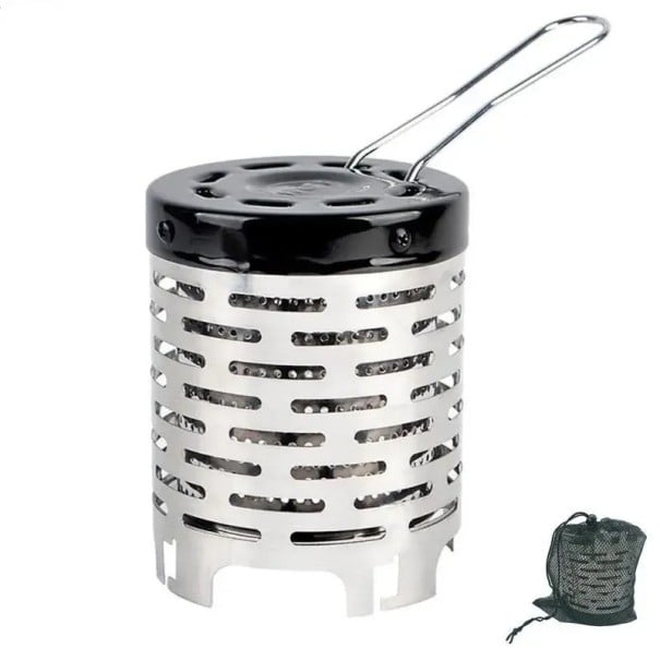 Încălzitor de gaz pentru turiști 120 x 147 mm Oțel inoxidabil Încălzitor portabil pentru camping pe cartuș de gaz Încălzire în aer liber pentru natură 1