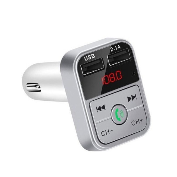 Încărcător auto Bluetooth transmițător FM argint