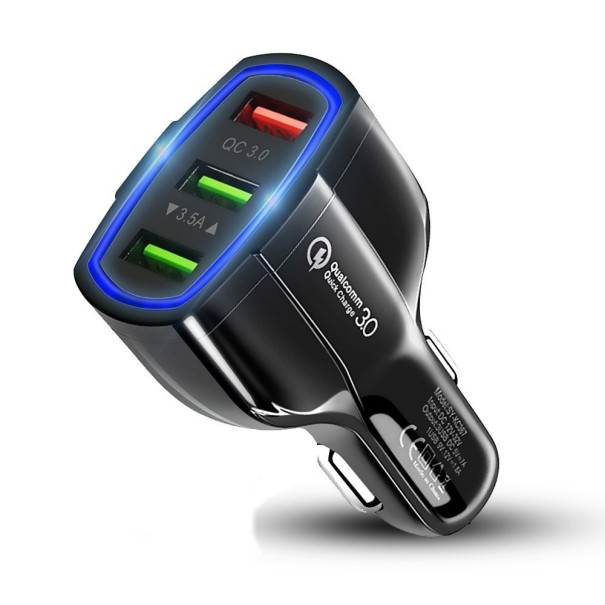 Încărcător auto Quick Charge 3 porturi negru