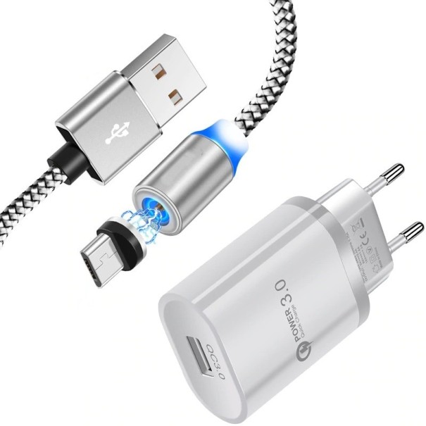 Încărcător USB cu cablu magnetic USB argint