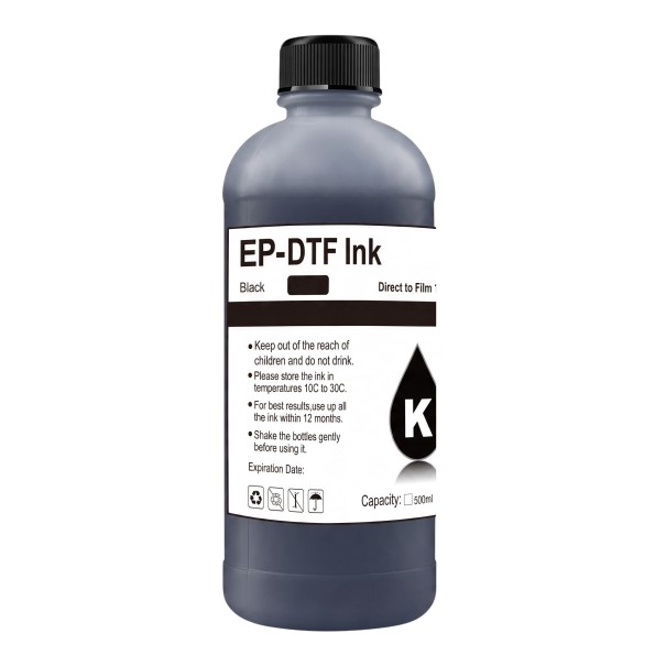 Inchiostro DTF 500 ml Per testine di stampa Epson I3200 XP600 TX800 L1800 1390 e L805 Direct to Film Per stampa diretta su pellicola nero