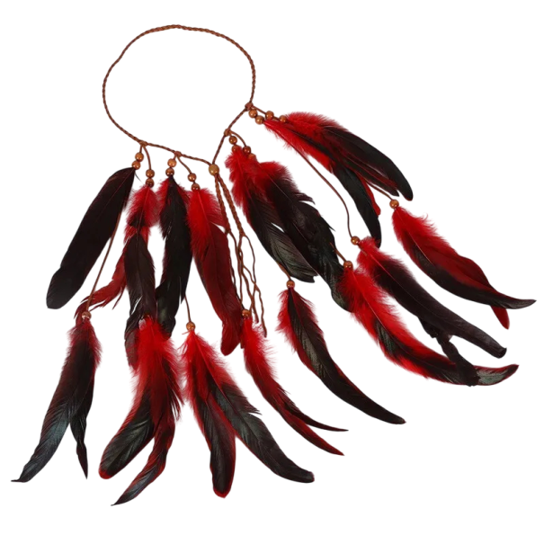 Indian Headband with Feathers 52.5 x 41 cm Carnival Indian Headpiece Costume Accessory for Carnival Festival Cosplay Party red