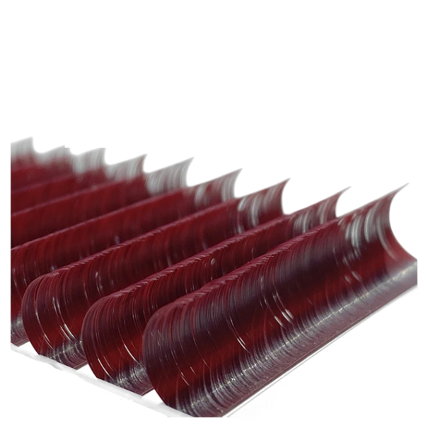 Individuální umělé řasy B zakřivení 0,07 mm Směs délek Barevné jemné nalepovací řasy pro objemové prodlužování profesionální lash burgundská