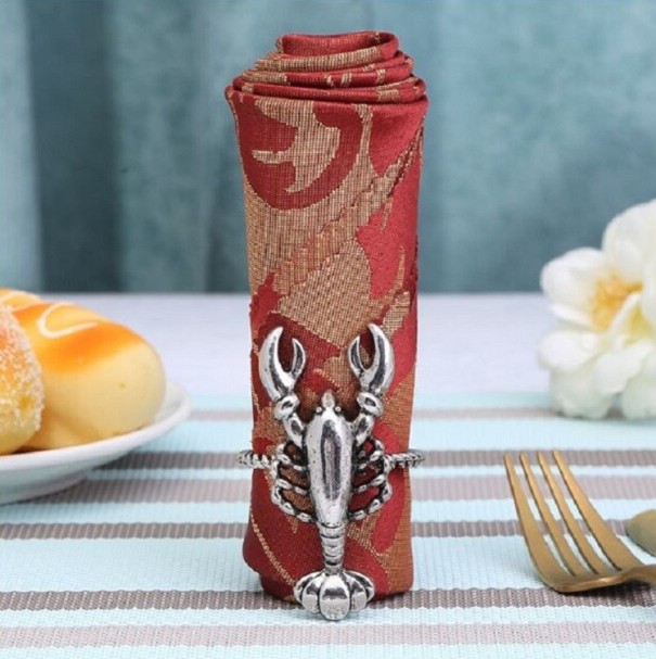 Inel de șervețel cu creaturi marine argint 2