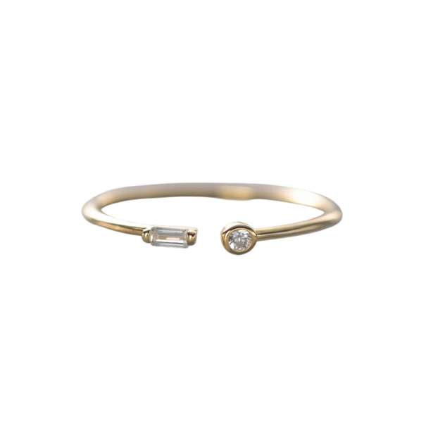 Inel deschis pentru femei 1 mm Dimensiune ajustabilă Pietricică 2 mm Inel elegant subțire pentru femei bijuterie minimalistă fină aur