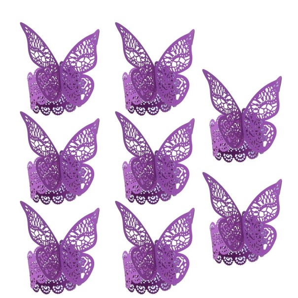 Inel servetel din hartie cu fluture 50 buc violet