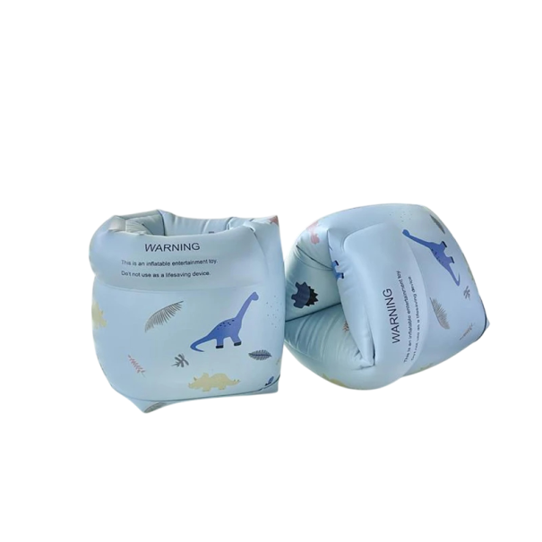 Inflatable Swimming Armbands 16.5 x 18 x 16.5 cm Blue Swimming Sleeves with Dinosaur Pattern Swimming Floats for Children and Adults Water Games 1
