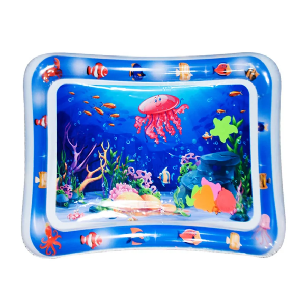 Inflatable Water Play Mat for Babies 65x47 cm Red Jellyfish PVC Mini Pool with Pillow Sensory Tummy Time Mat 1